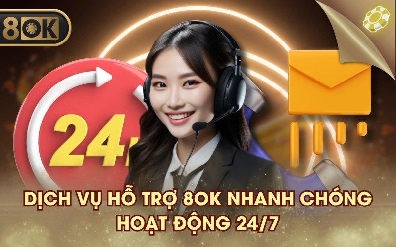 Dịch vụ hỗ trợ 8OK nhanh chóng, hoạt động 24/7